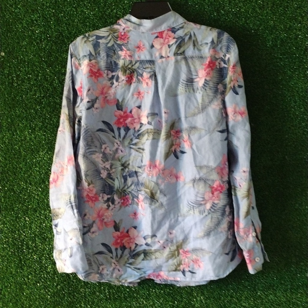 Tommy Bahama Linen Light Blue Floral Button-Down Shirt - Picture 3 of 4